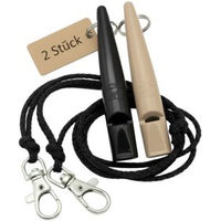 Produktbild von ACME Hundepfeife No. 211,5 Doppelpack mit Pfeifenband in Schwarz und Braun aus Kunststoff für Hunde