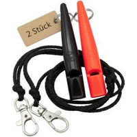 Produktbild von ACME Hundepfeife No. 211,5 Doppelpack mit Pfeifenband in Schwarz und Orange