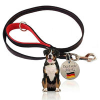 Produktbild von Activity4Dogs Hundeleine aus Echtleder Schwarz-Rot 1m mit gepolstertem Griff für große Hunde - 1 m