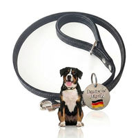 Produktbild von Activity4Dogs Leder Hundeleine Schwarz 1m aus wasserabweisendem Echtleder für große und mittlere Hunde - 1 m