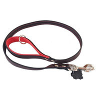 Produktbild von Activity4Dogs Leder Hundeleine Schwarz-Rot 1m aus Echtleder mit gepolstertem Griff für große Hunde - 1 m