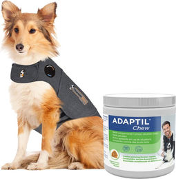 Adaptil Thundershirt XL Grau und Adaptil Chews Beruhigung Leckerli 30 Stück – Bild 1 von 2