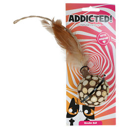 Addicted! Katzenspielzeug Holzball mit Federn aus Madnip für Kitten in Beige - 1 Stk. – Bild 1 von 3