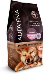 Produktbild von ADDVENA Boosted by Superfoods Junior Hundefutter für mittelgroße und große Hunde Getreidefrei mit hohem Fleischanteil 10kg - 10 kg