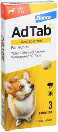Adtab 225mg Kautabletten gegen Zecken und Flöhe für Hunde 5,5-11kg – Bild 1 von 2