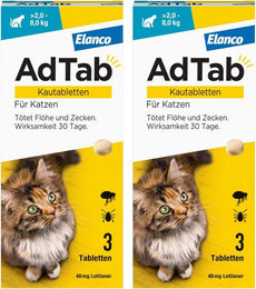 AdTab 48 mg Kautabletten für Katzen 2-8 kg 2 x 3 Stück – Bild 1 von 1