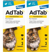 Produktbild von AdTab 48 mg Kautabletten für Katzen 2-8 kg 2 x 3 Stück