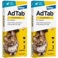 Produktbild von AdTab 48 mg Kautabletten gegen Flöhe und Zecken für Katzen ab 2 kg