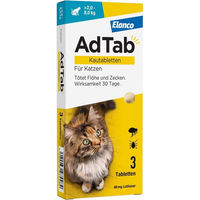 Produktbild von Adtab 48mg Kautabletten gegen Zecken und Flöhe für Katzen 2-8kg von Elanco
