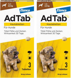 AdTab 56 mg Kautabletten für sehr kleine Hunde 2 x 3 Stück – Bild 1 von 1