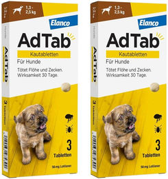 AdTab 56 mg Kautabletten gegen Flöhe und Zecken für Hunde Mini 1,3-2,5 kg – Bild 1 von 1