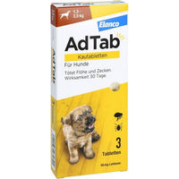 Produktbild von Adtab 56 mg Kautabletten gegen Zecken und Flöhe für Hunde 1,3-2,5 kg von Elanco