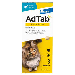 AdTab Kautabletten für Katzen ab 2-8 kg 3 Stück – Bild 1 von 1