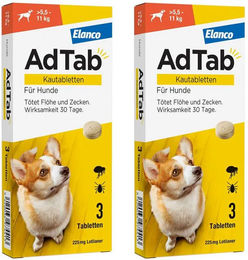 Produktbild von AdTab Kautabletten gegen Flöhe und Zecken für Hunde von 5,5 bis 11 kg