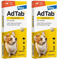 Produktbild von AdTab Kautabletten gegen Flöhe und Zecken für Hunde von 5,5 bis 11 kg