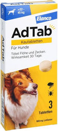 Adtab Kautabletten gegen Zecken und Flöhe für große Hunde 22-45 kg von Elanco 900 mg – Bild 1 von 2