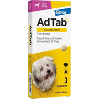 Produktbild von Adtab Kautabletten gegen Zecken und Flöhe für Hunde 2,5-5,5 kg 112 mg 3 Stück