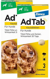 AdTab Kautabletten gegen Zecken und Flöhe für Hunde mittlerer Rassen von 11 bis 22 kg – Bild 1 von 4