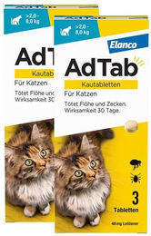 AdTab Kautabletten gegen Zecken und Flöhe für Katzen von 2 bis 8 kg – Bild 1 von 4