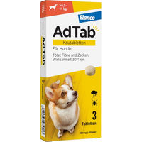 Produktbild von AdTab Kautabletten gegen Zecken und Flöhe für mittelgroße Hunde von 5,5 bis 11 kg 3 Stück