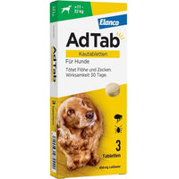 Produktbild von Adtab Kautabletten von Elanco gegen Zecken und Flöhe für Hunde mittlerer Rassen 11-22 kg 450 mg