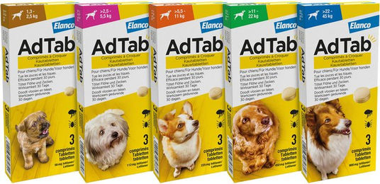 AdTab Mini Tabletten gegen Flöhe und Zecken für Hunde 2,5-5,5 kg 112 mg 6 Stück – Bild 1 von 3