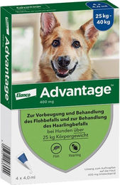 Advantage 400 Spot-On Lösung gegen Flöhe für Hunde ab 25 kg Große Rassen 4 Stück – Bild 1 von 2