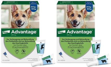 Advantage Spot-On 400 zur Bekämpfung von Flöhen für große Hunde von 25 bis 40 kg Körpergewicht – Bild 1 von 4
