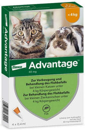 Advantix Advantage 40 mg Spot-on Lösung für Katzen und Zierkaninchen bis 4 kg 4 x 0,4 ml – Bild 1 von 1