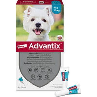 Produktbild von Advantix Spot-On für kleine Hunde 4 bis 10 kg gegen Zecken und Flöhe 4 x 1,0 ml