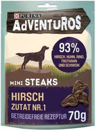Adventuros Mini Steaks Hirsch Trockenfleisch getreidefrei 8 x 70g – Bild 1 von 3