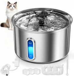 AeroAxis Katzen Trinkbrunnen aus Edelstahl mit LED-Licht und 4-stufiger Filtration 3,2l – Bild 1 von 5