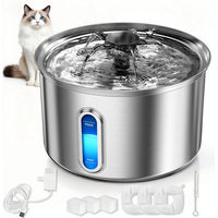 Produktbild von AeroAxis Katzen Trinkbrunnen aus Edelstahl mit LED-Licht und 4-stufiger Filtration 3,2l
