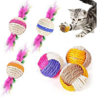 Produktbild von AFKSMILE Interaktives Katzenball-Set aus Sisal, 6 Stück bunte Beschäftigungsspielzeuge für erwachsene Katzen