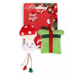 Produktbild von AFP Happy Holidays Plüsch Spielzeug Pilz 2er Pack mit Geschenkbox bunt