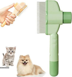Agger Selbstreinigende Fellbürste und Flohkamm für Katzen und Hunde in Grün – Bild 1 von 4