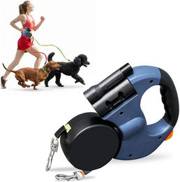 AIMAX Doppelleine für 2 Hunde, Automatische Rollleine 3m mit Licht und Kotbeutelhalter, Blau, für kleine Hunde bis 10kg – Bild 1 von 5