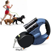 Produktbild von AIMAX Doppelleine für 2 Hunde, Automatische Rollleine 3m mit Licht und Kotbeutelhalter, Blau, für kleine Hunde bis 10kg