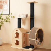 Produktbild von AIORBER Katzenbaum aus Massivholz mit Laufrad, 4 Plattformen, 2 Häusern und Sisalpfosten in Natural