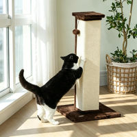 Produktbild von AIORBER Kratzbaum Kratzsäule für Katzen mit Sisal und Teddyplüsch sowie Spielball Creme Braun 41x41x81 cm