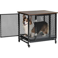 Produktbild von Aivituvin Hundehütte aus Holz mit Doppeltür und Kissen für kleine bis große Hunde Schwarz L