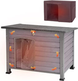 Aivituvin Hundehütte aus Holz und Stahl mit Isolierung, wetterfest und wasserdicht, Grau, Größe L – Bild 1 von 1