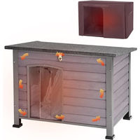 Produktbild von Aivituvin Hundehütte aus Holz und Stahl mit Isolierung, wetterfest und wasserdicht, Grau, Größe L