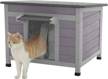 Aivituvin Katzenhöhle aus Holz für den Außenbereich, Isoliertes Katzenhaus für Katzen, Grau, M – Bild 1 von 1