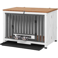Produktbild von Aivituvin Transportbox aus Holz und Stahl für kleine bis mittelgroße Hunde in Weiß