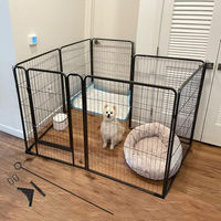 Produktbild von Aivituvin Welpenlaufstall XL in Schwarz aus Metall für Hunde und Kaninchen mit 8 Gitterelementen