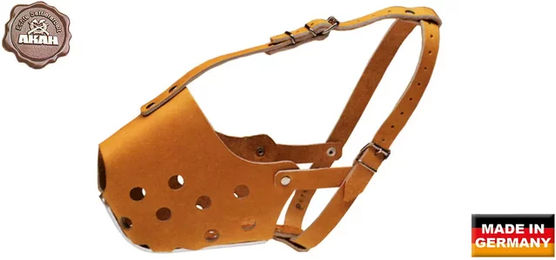 Produktbild von AKAH Leder Maulkorb für Hunde in Braun Taille 9/10