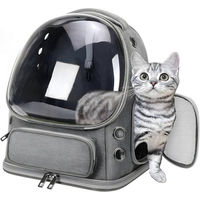 Produktbild von AKKEE Rucksack Tiertransporttasche für Hunde und Katzen aus Oxford-Gewebe Grau