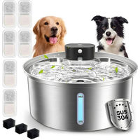 Produktbild von AKKEE Trinkbrunnen aus Edelstahl für Katzen und Hunde mit Sensor-Timer und 3,2 L Fassungsvermögen, kabellos und wiederaufladbar, Silber