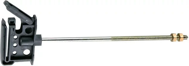 Produktbild von AKO Clip-Spacer-Isolator mit filetiertem Schaft und 200mm-Halterung aus Kunststoff Schwarz Silber 10 Stück